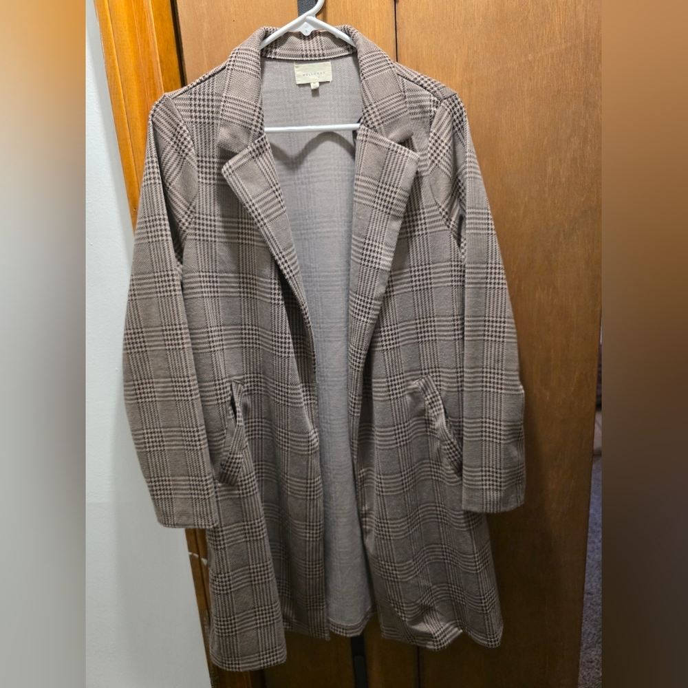 Checkered Open Trench Coat